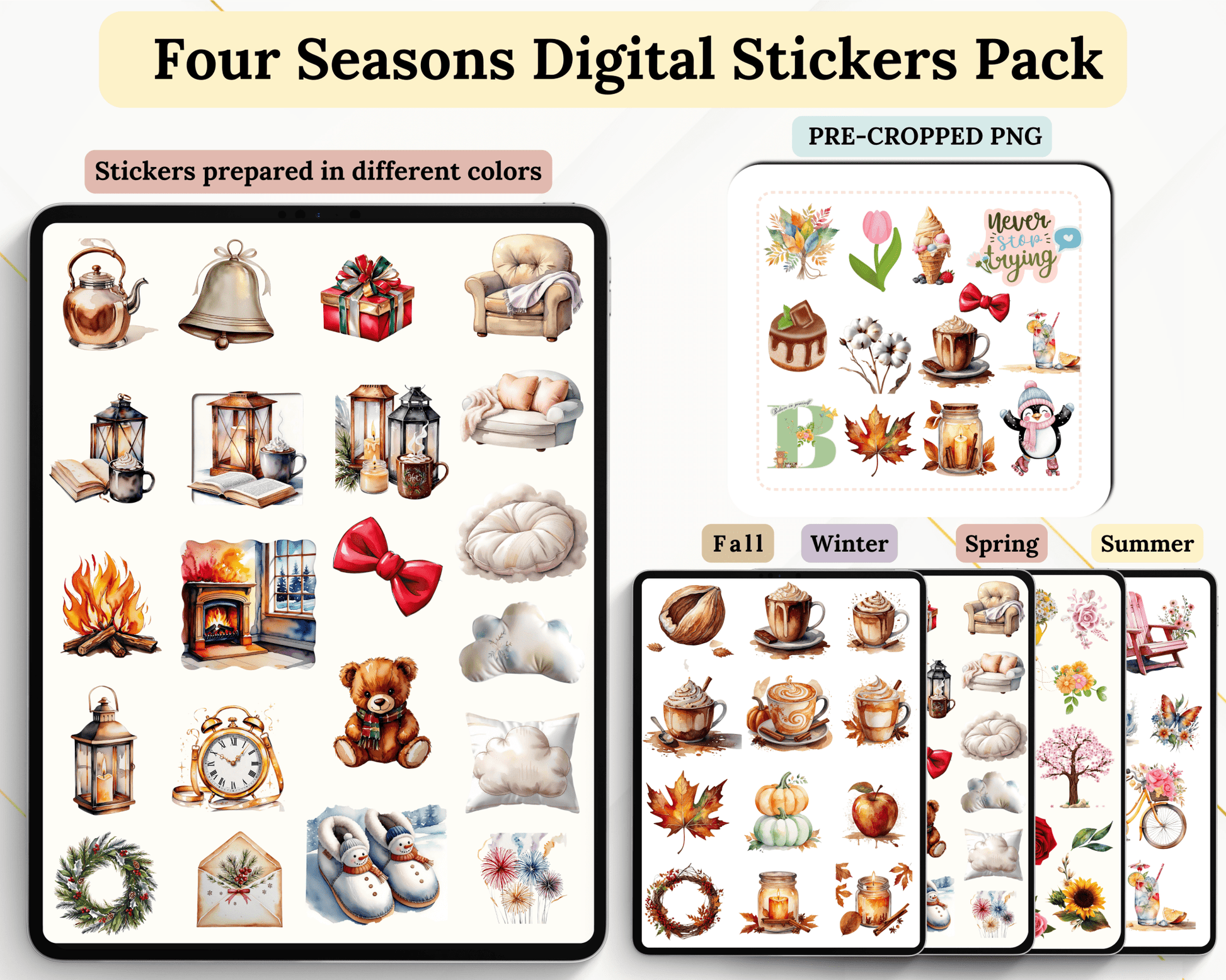 4 Season Digital Stickers Pack - Marigold Glow