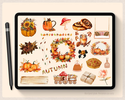 4 Season Digital Stickers Pack - Marigold Glow