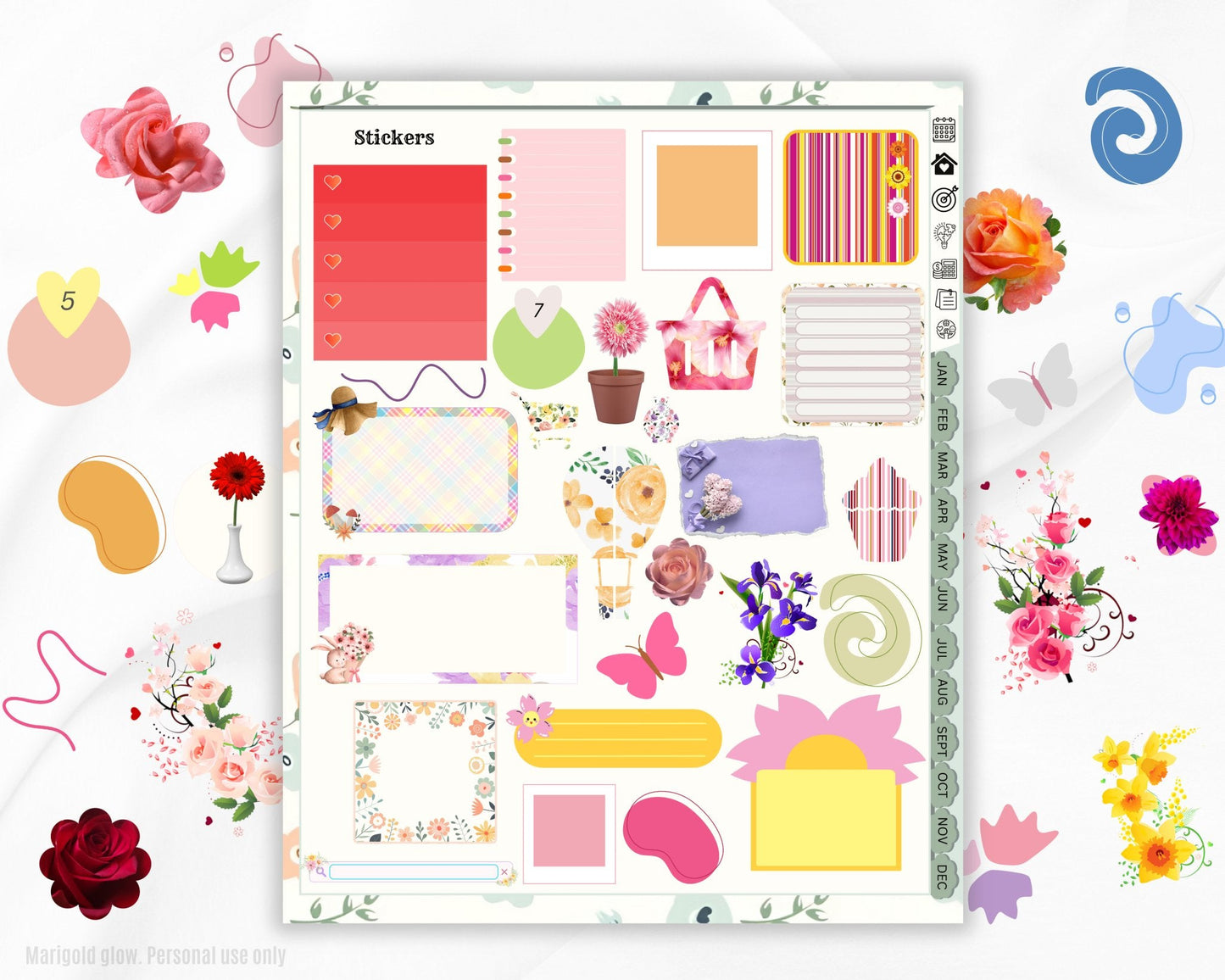 4 Season Digital Stickers Pack - Marigold Glow