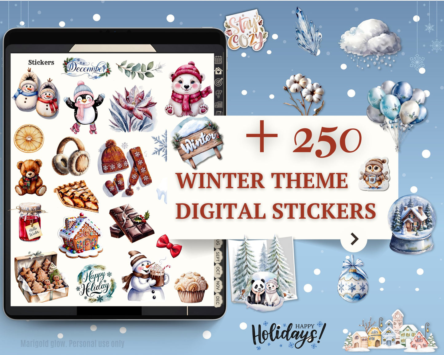 Winter Digital Stickers - Marigold Glow